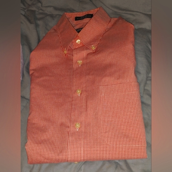 $48 Kirkland Button shirt, size small, tiny red-white plaid, easy care NWOT - Picture 7 of 7